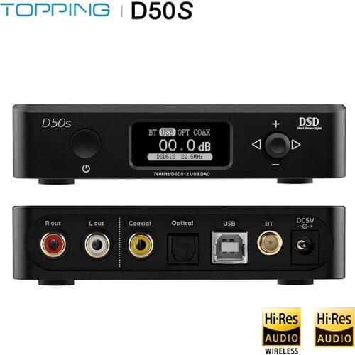 TOPPING D50S Dual ES9038Q2M Bluetooth 5.0 HiFi Audio Desktop Decoder USB DAC PCM 32bit/768k DSD512 DOP64 LDAC/AAC/SBC/aptX
