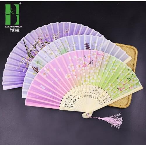 2021 new bamboo antique folding fan Chinese style silk fan summer female dance fan portable fan hand fan durable household