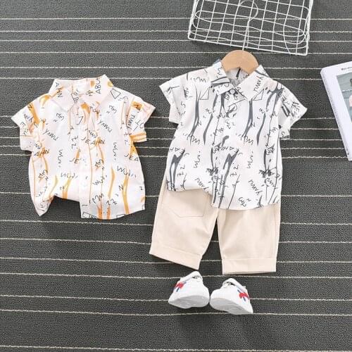 New Children Clothes Spring Cartoon Baby Boy Short Sleeve Printe Causal Shirts Pants 2Pcs/sets Kid Fashion Toddler Tracksuits
