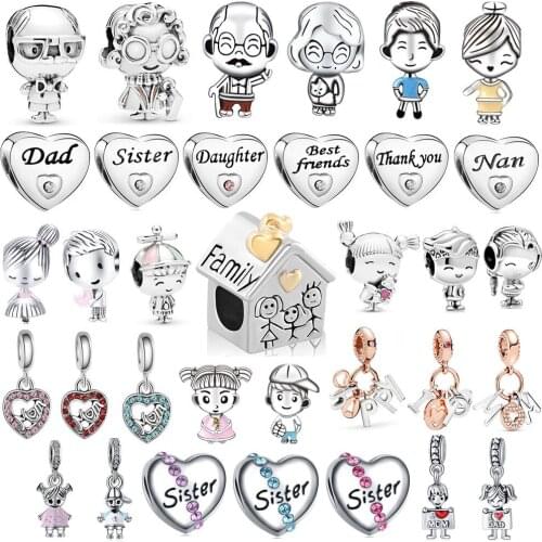 New Cute Boy Girl Forever Family Tree Lock Heart Beads Fit Original Pandora Charms Silver Bracelet DIY Women Jewelry
