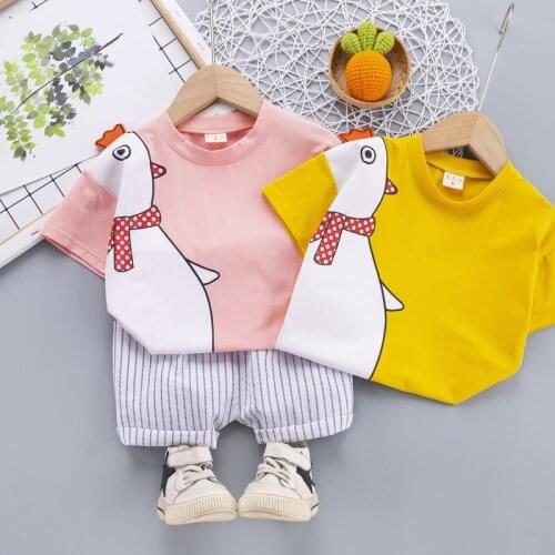 New Spring Baby Boys Tracksuit Kids Short Sleeve Top Leisure Animals T-shirt Pants 2pcs Children Clothing Infant Sets Sport Suit