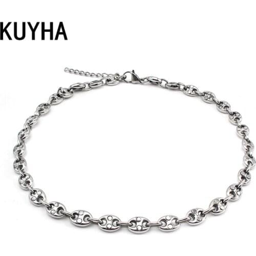 Choker Necklaces & Pendants Collar Stainless Steel Link Chain Collier Necklace Waterproof Female/Male Jewelry