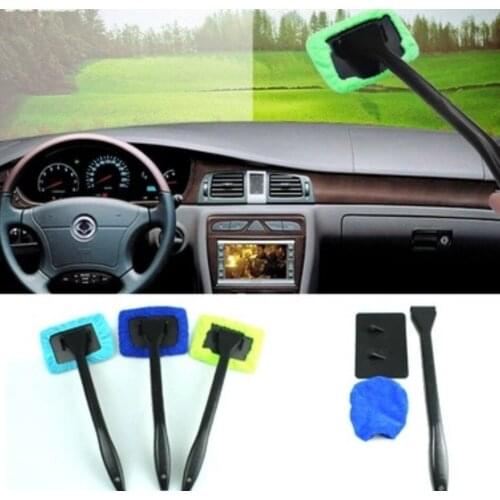 Plastic Windshield Cleaner Microfiber Auto Window Cleaner Long Handle Brushes Sponges Handy Washable Car Cleaning Tool