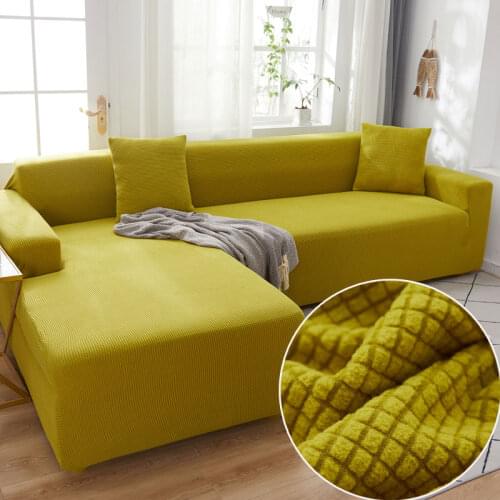 Plush L Shaped Sofa Cover for Living Room Corner Couch Slipcover Stretch Elastic Couch Cover Chaise Longue