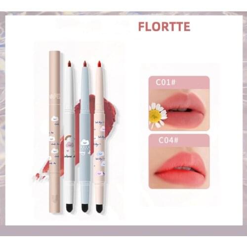 FLORTTE Todays Trending Topic Lipstick Pencil Lip Liner Matte Lipstick Silky Soft Mist Rich Color Women Beauty Makeup Cosmetics