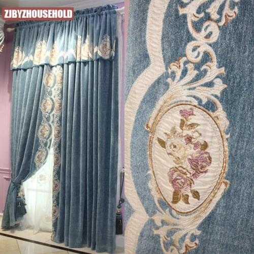 Luxury European curtain jacquard cashmere chenille bedroom living room American atmosphere window screen customized products