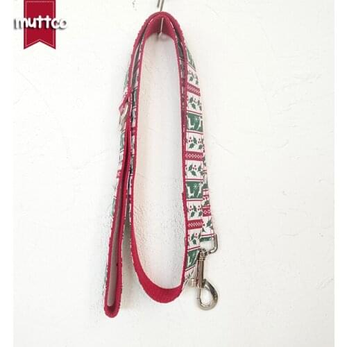 MUTTCO retailing self-design dog leash THE CHRISTMAS DEER handmade poly satin and nylon 5 sizes dog leash UDL094