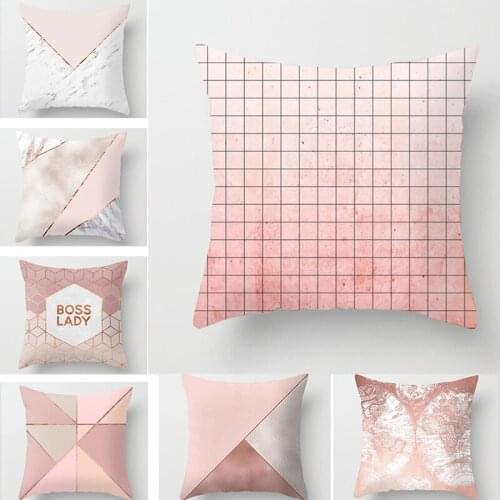 Pink Series Simple Cloth Pillow Case Car Sofa Without Core Peach Skin Living Room Sofa Bedroom Bedside Background Cushion Pillow