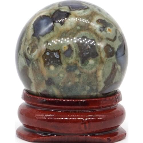 Natural Rainforest Jasper Ball Natural Mineral Quartz Sphere Hand Massage Crystal Ball Healing Feng Shui Decor Accessory 30mm