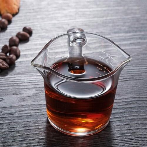70mL Glass Coffee Cups Measuring Cup Transparent Milk Cup with 2 Spouts for Indoor Drinking Tea Latte Supplies Accessories