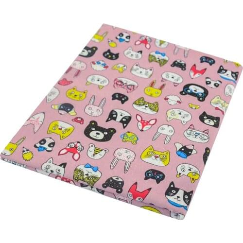 Booksew 100% Cotton Twill Fabric Quilting Home Textile Sewing Cloth Fat Quarter DIY Doll Pillow Patchwork Cute Cat Animal Design