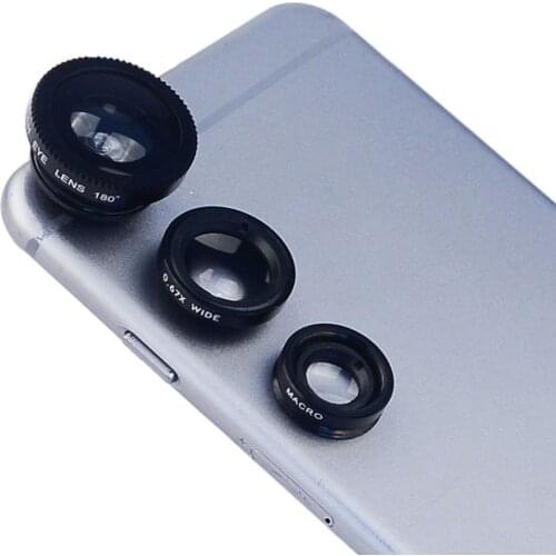Universal 3 In 1 Fish Eye Lens Wide Angle Macro Smartphone Fisheye Lens Zoom For Iphone Xiaomi Mobile Phone Camera Lens