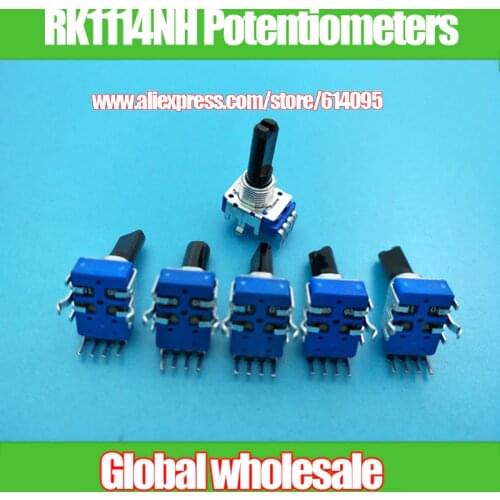 3pcs RK1114NH 142-type Vertical Potentiometers B1K B5K B10K B50K B100K / Handle Length 20MMF 4 Feet / B102 B502 B103 B50K B100K