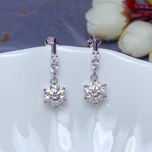 CoLife Jewelry Silver Moisssanite Drop Earrings for Daily Wear 0.5ct 1ct D Color Moissanite Earrings 925 Silver Gemstone Eardrop