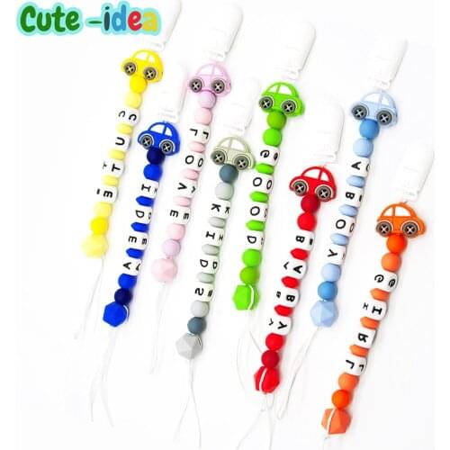 Cute-idea Baby Pacifier Clips Silicone Beads 1set Soother Chains Baby Teething Toys For Chew Food Grade Nursing Chains DIY
