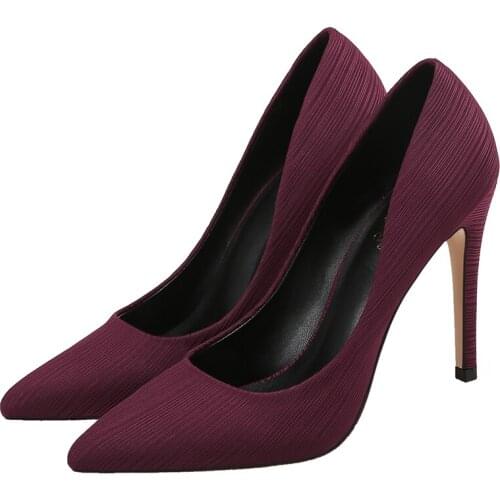 Women Spring silk satin pointed stiletto heels commuting shoes comfortable work shoes high heel shoes