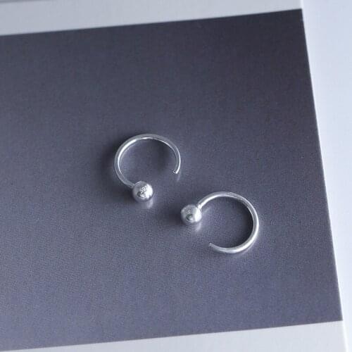 Tremellales 925 pure accessories brief earrings elegant personalized round bead ear hook stud earring Women anti-allergic