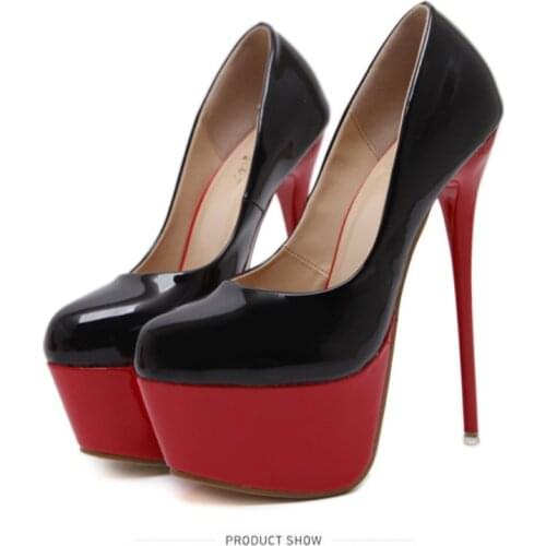17CM New Spring Woman Pumps Shoes Sexy Extreme High Heels Wedding Party Size 35-42 Platform Heels Color matching Red Ladies 698
