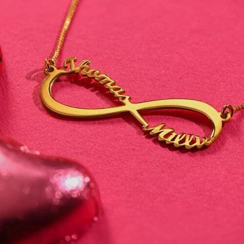 Stainless Steel Infinity Pendants Necklaces Women Fashion Custom Name Necklace Nameplate Jewelry 2019 Collier Femme Sister Gift