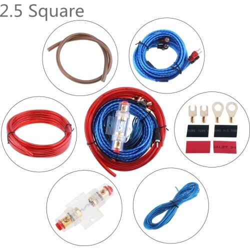 1 Sets 154 Core 2.5 Square PVC + Copper Clad Aluminum Car Power Amplifier Audio Speaker Woofer Cables Fuse Suit 60A Fuse Holder