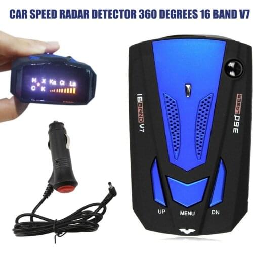1pc Car Radar Detector 16 Band Voice Alert V7 Anti Speed Radar Signal Detection LED Display 360 Degrees Car Speed Testing System