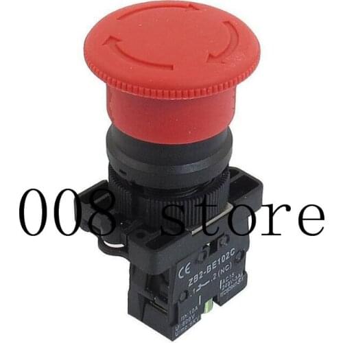 1pcs 600V 10A Red Mushroom Emergency Stop Switch XB2-ES542 22mm NC N/C Push Button Switch