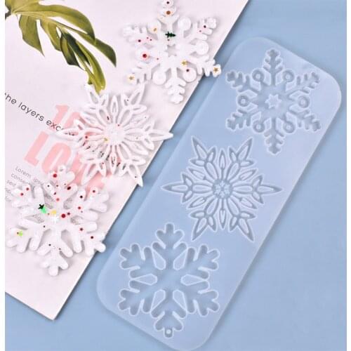 1pcs Hollow Snowflake Silicone Mold Christmas Ornament Decoration Mould Resin Craft Winter For DIY Pendant Charms Jewelry Making