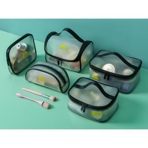 1PCS Translucent Zipper Cosmetic Bag For Women Travel Waterproof Wash Toiletry Bags Travel Makeup Organizer Case