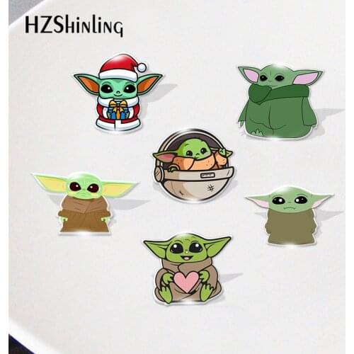 2021 Cartoon Baby Yoda Acrylic pins Badges Resin Epoxy Pins Deco for Jewelry Accessories