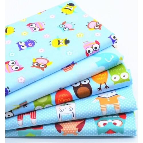 5Pcs 40*50cm Blue Cartoon Printed Cotton Fabric Meter Diy Handmade Sewing Tissue Telas Para Patchwork Quilting Textiles