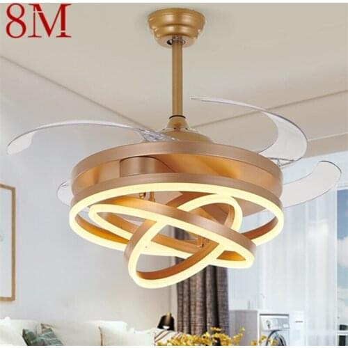 8M Ceiling Fan Light Without Blade Lamp Remote Control Modern Creative Gold For Home Living Room 120V 240V