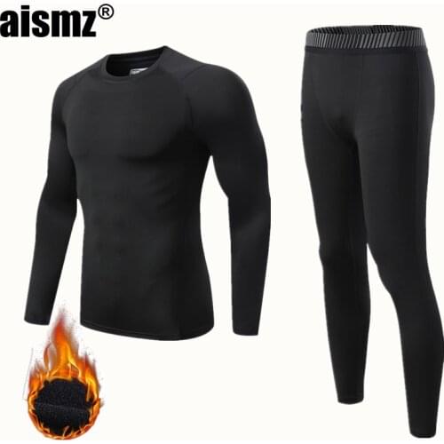 Aismz Winter Thermal Underwear Boy & Men Warm First Layer Man Sport Rashgard Fleece Compression Second Skin Long Johns