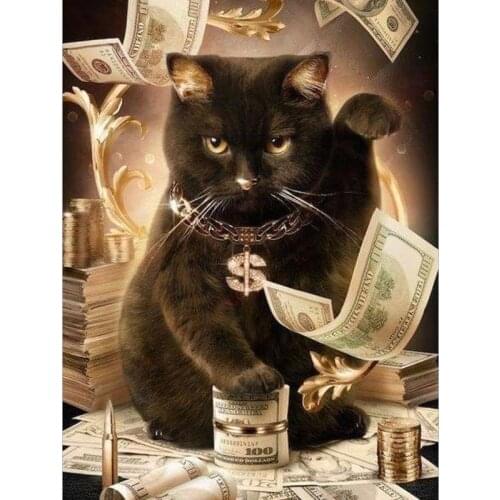 Sale Full Square Drill 5D Diamond Painting Cat money Cross Stitch Mosaic Rhinestone Picture DIY Diamond Embroidery Home Decor