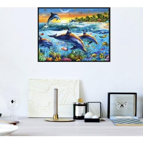 Diy 5D Animal Diamond Painting Dolphin Diamond Embroidery Full Round Square Rhinestone Decoration Cross Stitch Handmade Products