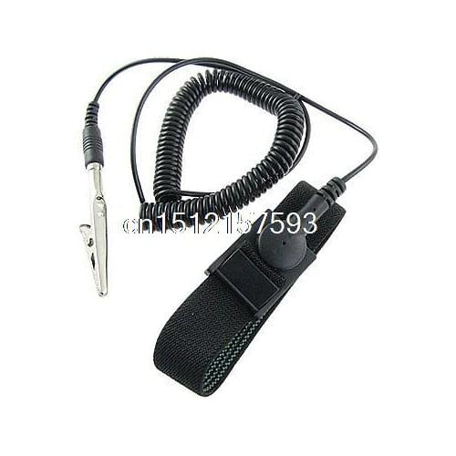Anti Static Ground PC Repair Wrist Strap Band Black w Alligator Clip