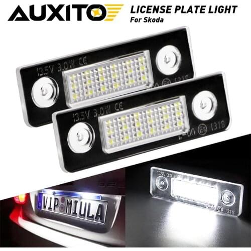 AUXITO 2pcs Led Canbus Error Free Led License Number Plate Lights Replacement Lamp For Skoda Octavia 1Z Roomster 5J Accessories