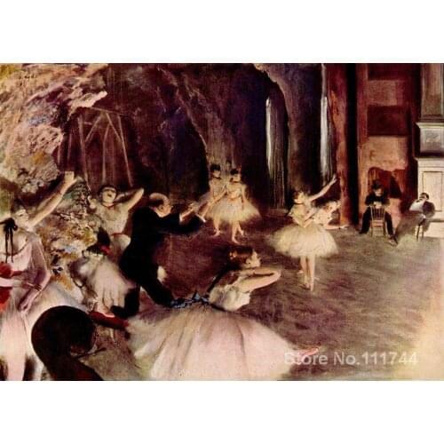 Ballerina Oil Painting Ballet Rehearsal on Stage by Edgar Degas reproduction Handmade High quality