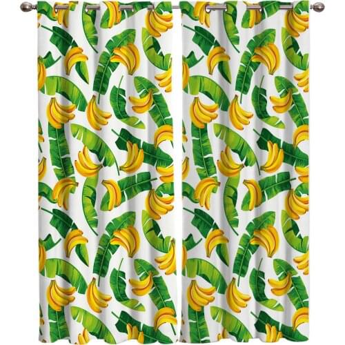 Banana Leaves And Bananas Home Decor Window Curtains Bedroom Kitchen Curtain Panel Curtains for Living Room