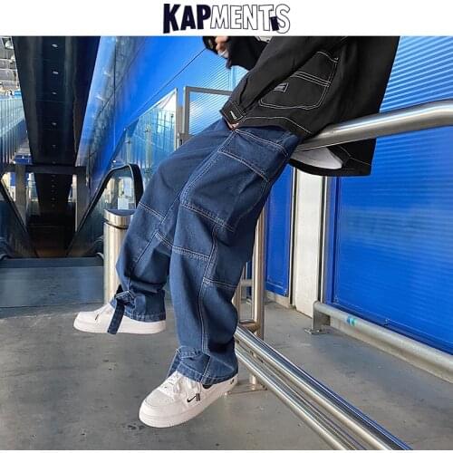 KAPMENTS Men Baggy Harajuku Vintage Denim Trousers 2021 Mens Y2k Japanese Streetwear Jeans Pants Man Korean Fashion Jean Joggers