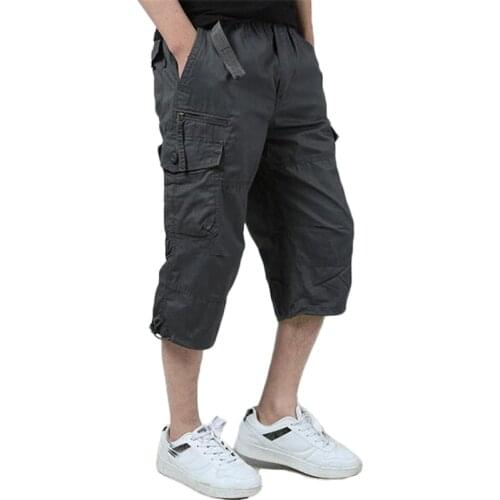 Sweatpants Men Casual Cotton Streetwear Cropped Trousers Fashion Cargo Military Short Pants Pantalones Hombre Joggers Clothing