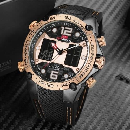 Dual Display Chronograph Wristwatches Waterproof Men Watches 2020 Analog Digital Watches For Men Clock
