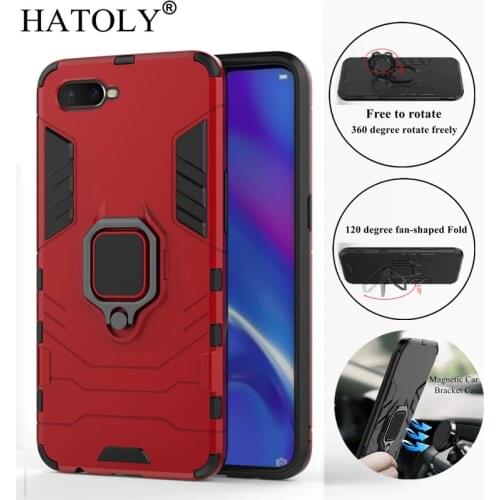 HATOLY For OPPO K1 Case OPPO RX17 Neo Cover Magnetic Suction Ring Bracket Cases Silicone Hard Armor Cover for OPPO K1 Rx17 Neo