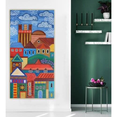 Citon Angela Sharkey《Village Life》Canvas Art Oil Painting Cartoons Artwork Poster Picture Wall Background Decor Home Decoration