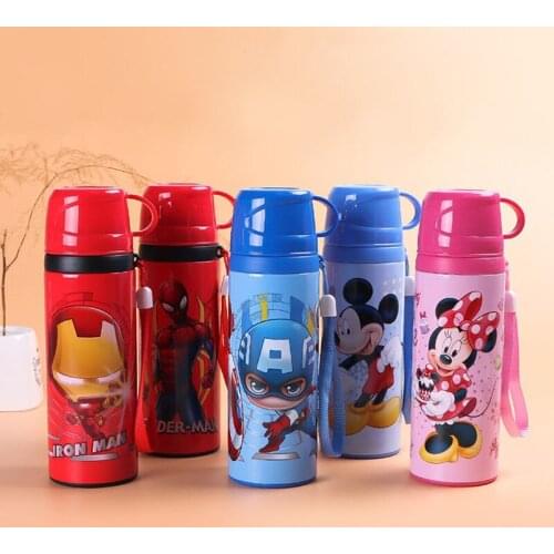 420MLDisney Mickey kids mug MARVEL Spiderman Thermos cup with cover Sofia Stainless Steel Vacuum Flask for children water bottle