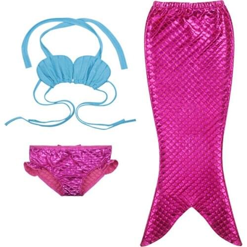 Children Girls Clothes Set Summer Kids Mermaid Tail Bikini Swimmable Swimming Swimsuit Costume 3PCs