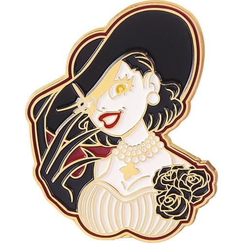 Game Biohazard Village Lady Alcina Dimitrescu Alloy Metal Enamel Bag Hat Clothes Coats Lapel Badge Brooch Pin Accessories
