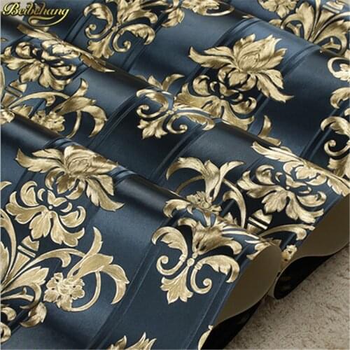 Beibehang European Gold Foil Golden Flower Luminous Wallpaper KTV Living Room Bar Aisle Ceiling Roof Wallpaper papel de parede