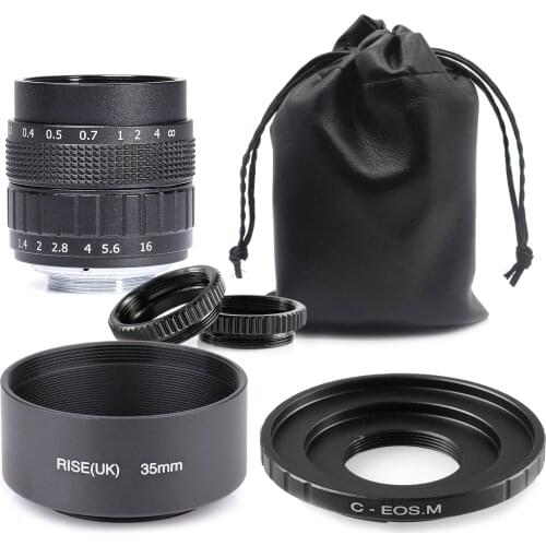 Fujian 50mm f/1.4 APS-C CCTV Lens+adapter ring+2 Macro Ring+lens hood for Canon EF-M EOSM Mirroless Camera M1/M3/M5