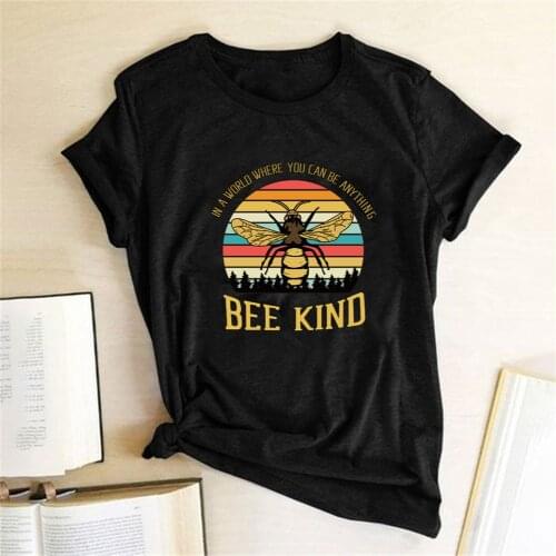 BEE KIND Print T-shirts Women T Shirt Summer Graphic T Shirts Women Aesthetics Woman Clothes Casual Tee Shirt Mujer Camisetas