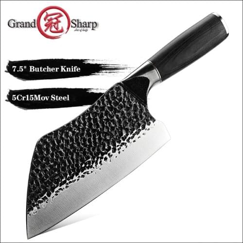 Grandsharp 7.5 inch Butcher Knife Stainless Steel Vegetables Meat Chopping Knife Razor Sharp Cleaver Kitchen Knife Chef Knives